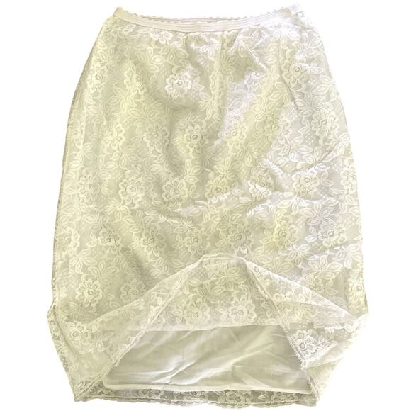 Vintage Charmode Ivory Lace Slip Skirt S/M - Picture 2 of 12